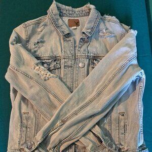 American Eagle Women's Distressed Denim Jacket Size L